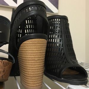 Black open-toed booties